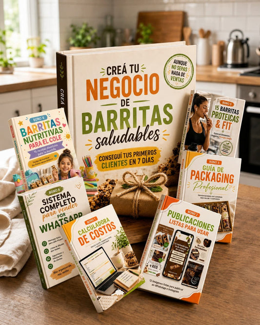📙Libro Principal "Crea tu Negocio de Barritas Saludables desde Casa" + 🎁 6 Bonos Exclusivos.